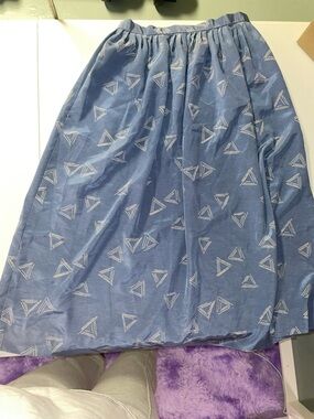 Blue Geometric Midi Skirt